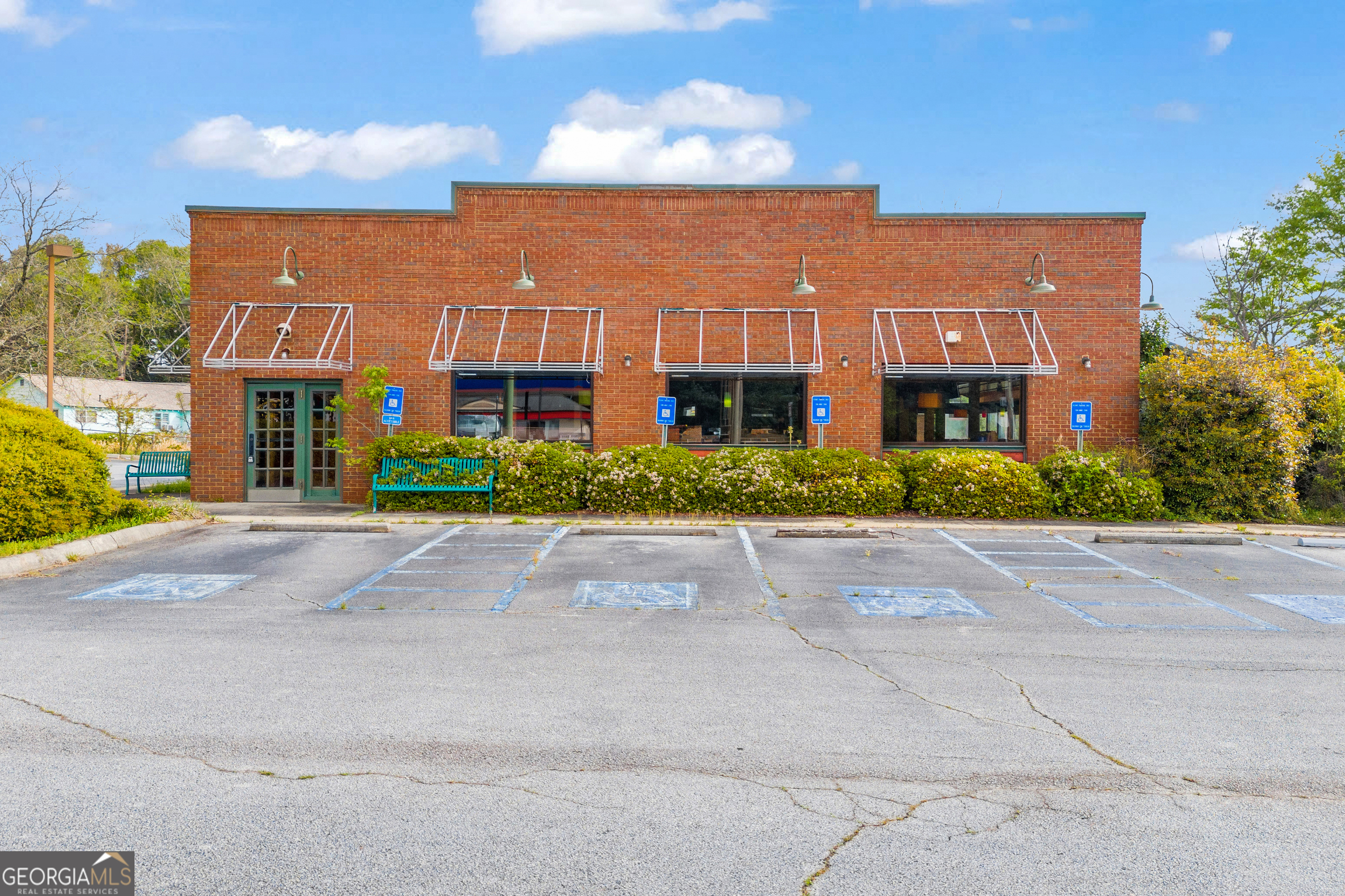 a front view of a building