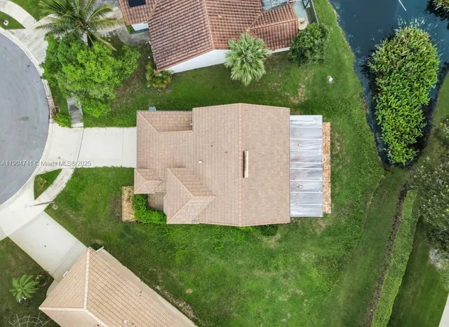 an aerial view of a house