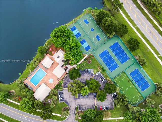 an aerial view of a house