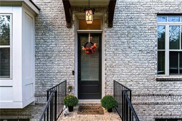 a front view of a house with a door