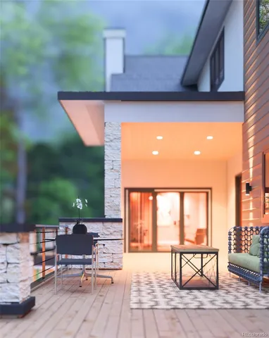 a view of living room with patio furniture and garden