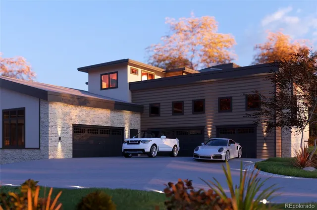 a view of house with outdoor space and parking