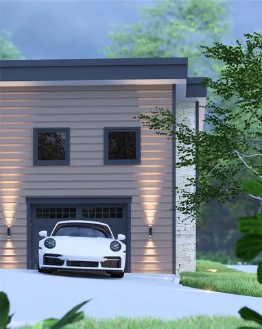 a car parked in front of a house