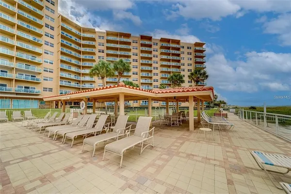 a view of a building with a outdoor space