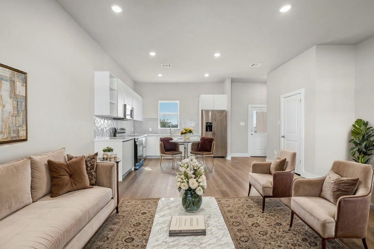 6702 Metro Boulevard, Unit 12 Houston, TX 77083 - Photo 6 of 48 a living room with furniture kitchen view and a table