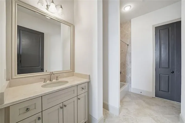 a bathroom with a bathtub