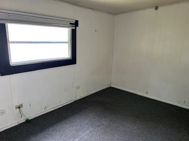 a view of a small space with a window