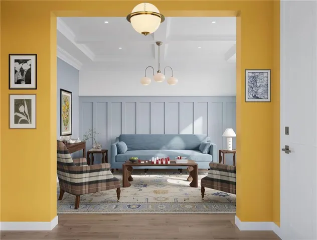 a view of a livingroom with furniture and window