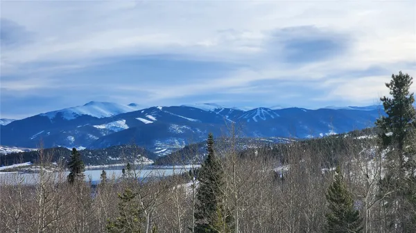 a view of a lake with mountains in the background