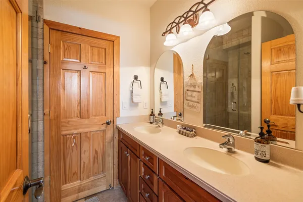 a bathroom with a shower