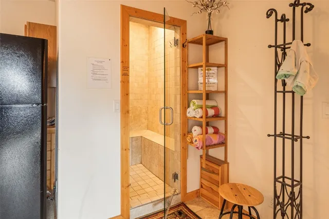 a bathroom with a shower