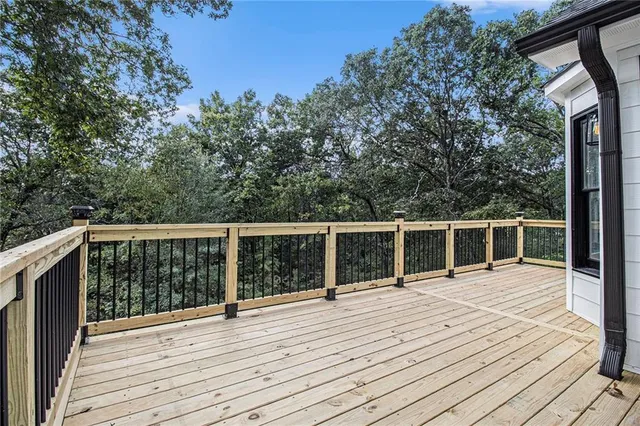 a view of a wooden deck