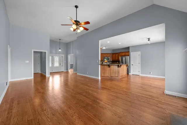 a view of livingroom with wooden floor