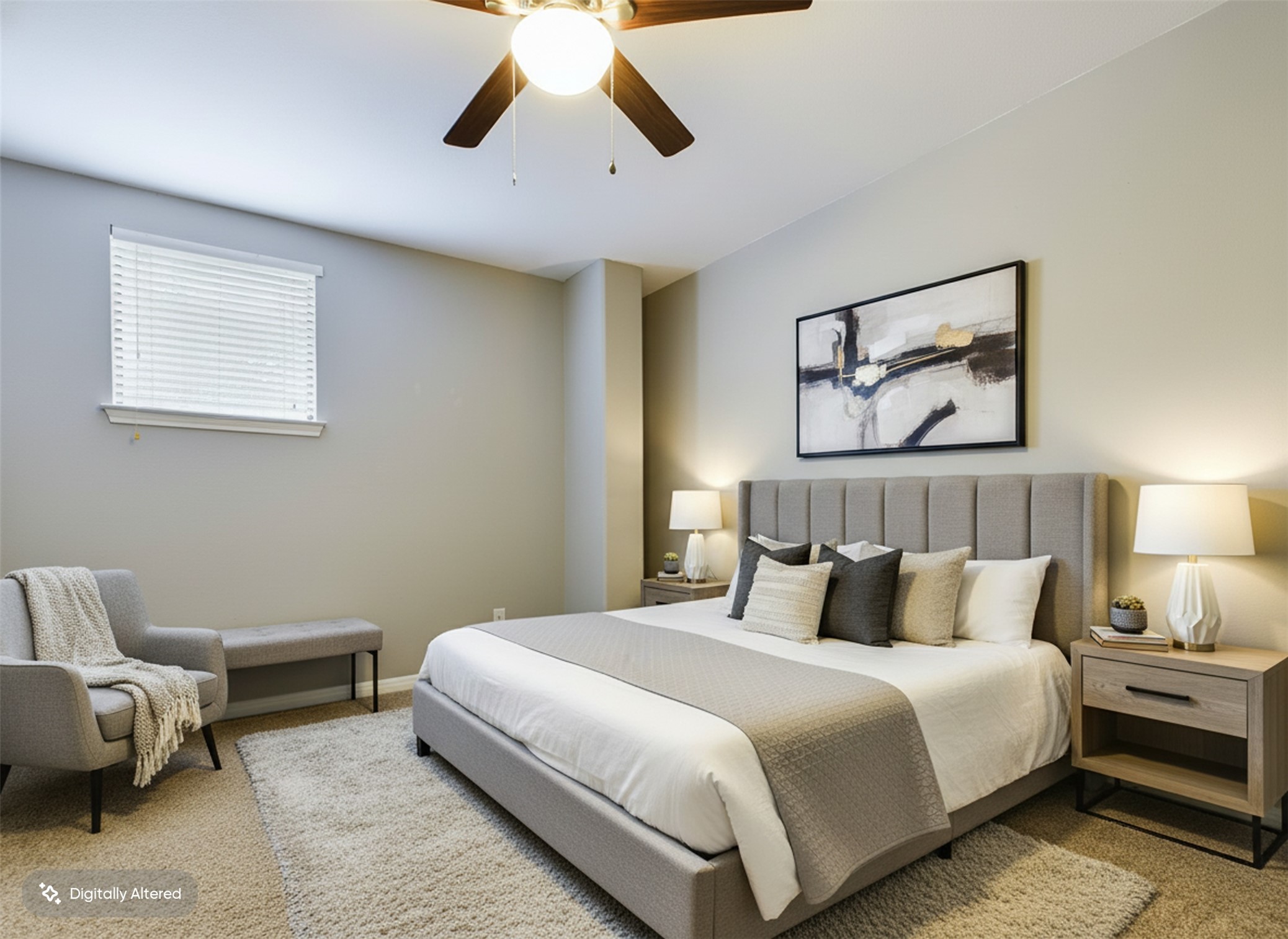 a bedroom with bed and window