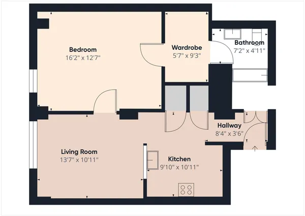 front view of a building with a street