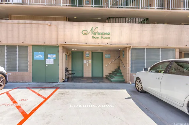 a view of a entrance door of the building