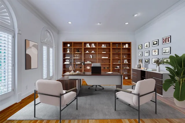 a living room with furniture and furniture