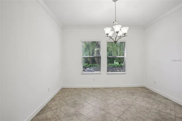 a view of a chandelier in a room