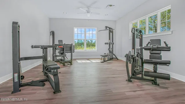a view of a room with gym equipment