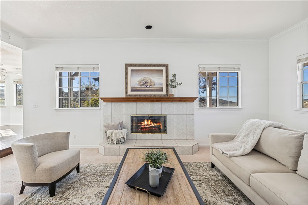 4131 Pelona Canyon Road Acton, CA 93510 - Photo 7 of 58 a living room with furniture and a fireplace