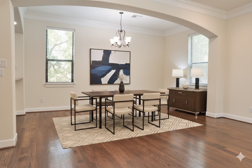 615 West 27th Street, Unit B Houston, TX 77008 - Photo 4 of 9 a view of a dining room with furniture window and wooden floor