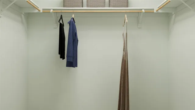 a close view of a walk in closet