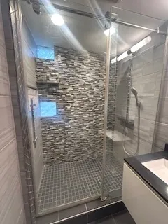 a bathroom with a shower