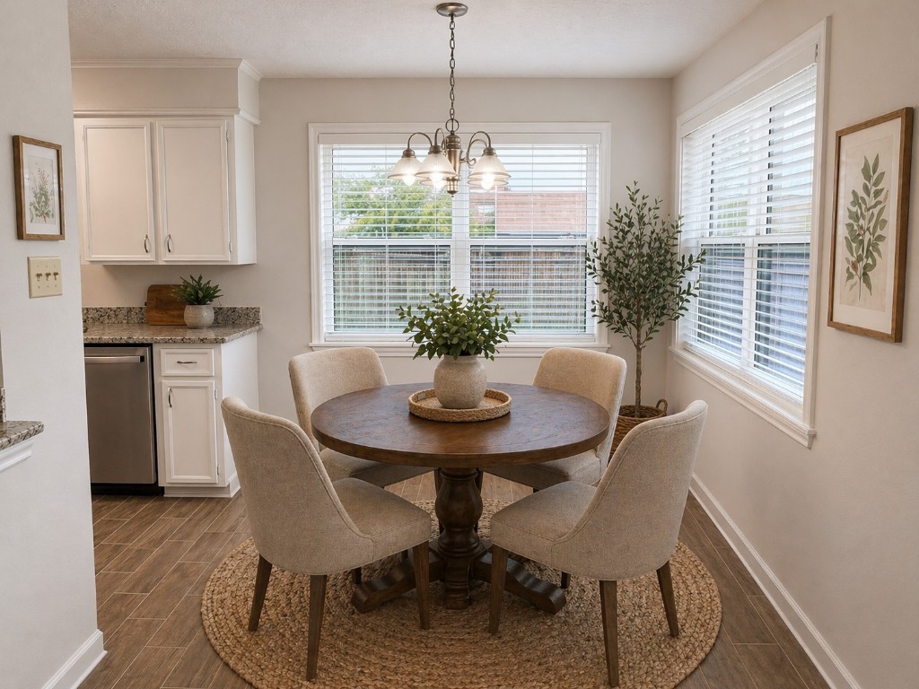 2402 Barak Lane Bryan, TX 77802 - Photo 7 of 25 a dining room with furniture potted plants and wooden floor