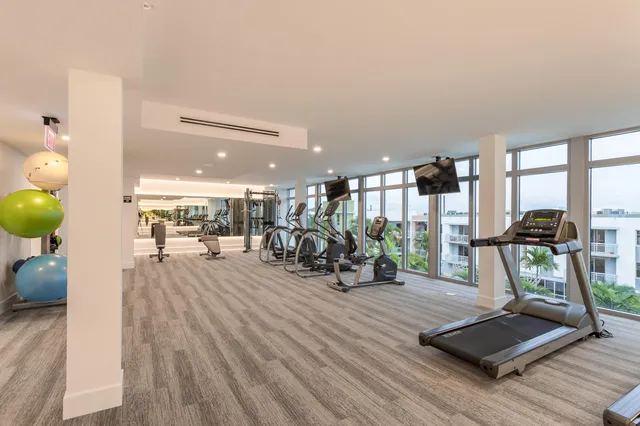 a view of a room with gym equipment