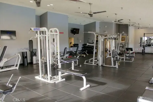 a view of a room with gym equipment