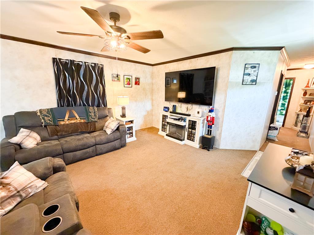 49 Ritz Craft Street Walnutport, PA 18088 - Photo 6 of 17 A living area features a warm carpet and a contemporary ceiling fan.