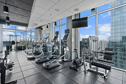 a view of a city with tall buildings