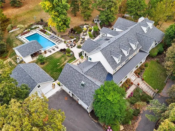 an aerial view of a house