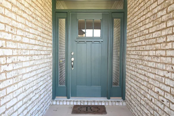 a view of a wooden door