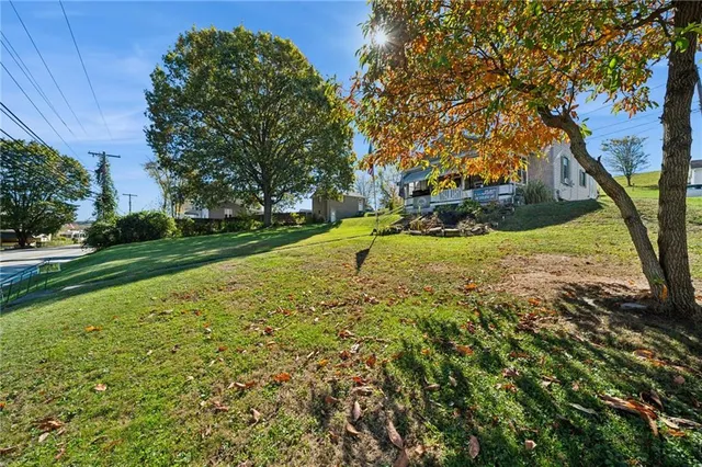 a view of a garden with an outdoor space