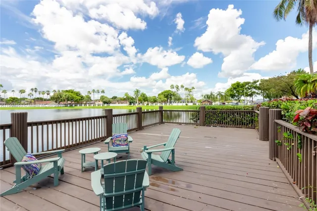 a view of a park with palm trees