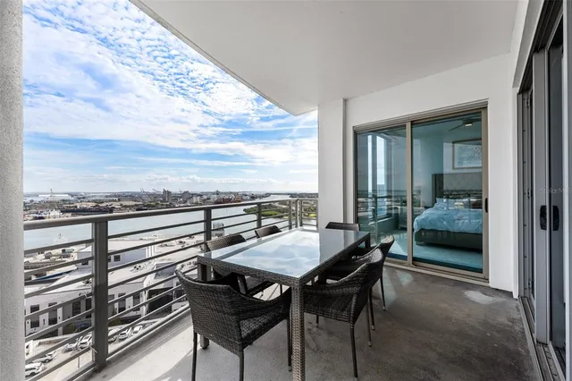 a view of a city from a terrace