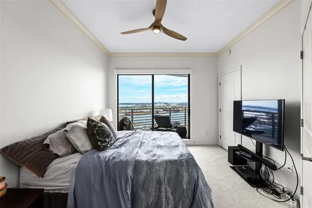 a view of a swimming pool with a garden and trees