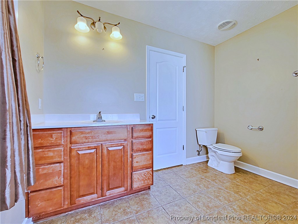 235 Chestnut Drive Raeford, NC 28376 - Photo 33 of 50 a bathroom with a granite countertop sink and a toilet