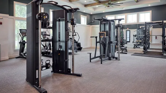 a view of a room with gym equipment