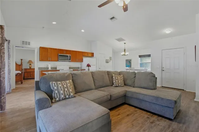 a living room with furniture and a couch