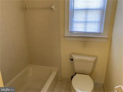 a bathroom with a toilet and a bathtub