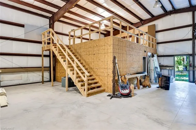 a view of a room with stairs