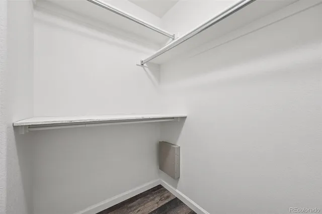 a view of an empty walk in closet