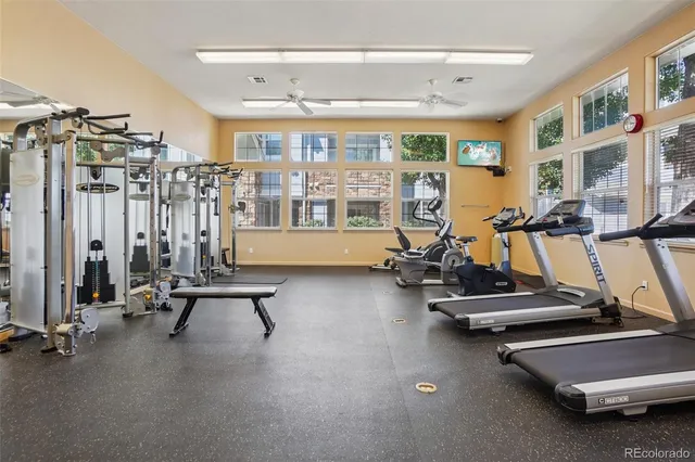 a view of a room with gym equipment