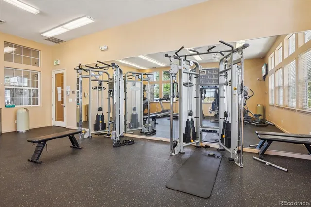 a view of a room with gym equipment