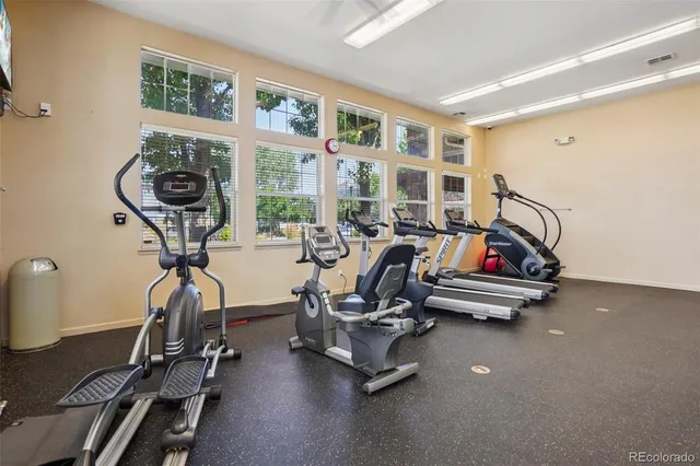 a view of a room with gym equipment