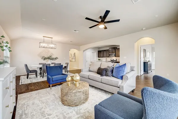 a living room with furniture