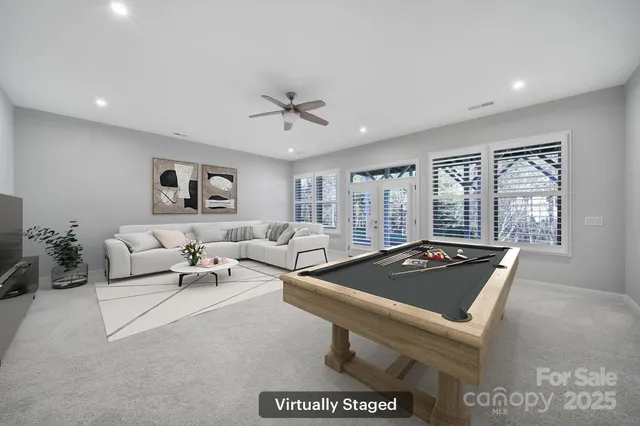 a view of a lake with a yard