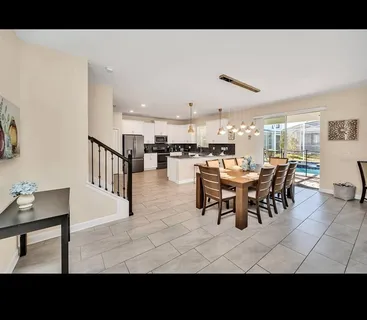 a view of a dining area with furniture
